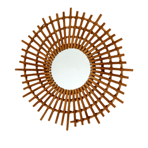 Espejo de bambu, color oscuro, tejido en espiral