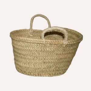 Cesto artesanal de palmito ovalado con asas de cuerda - Fibranature Luque