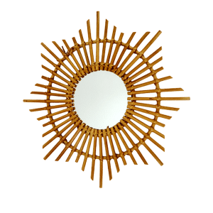 Espejo de bambu, color claro, forma de estrella