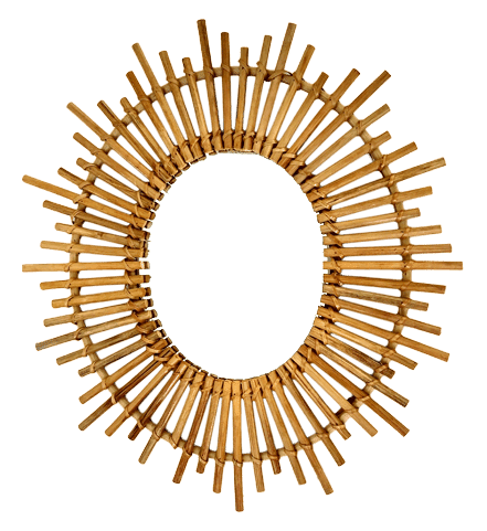 Espejo ovalado de bambú