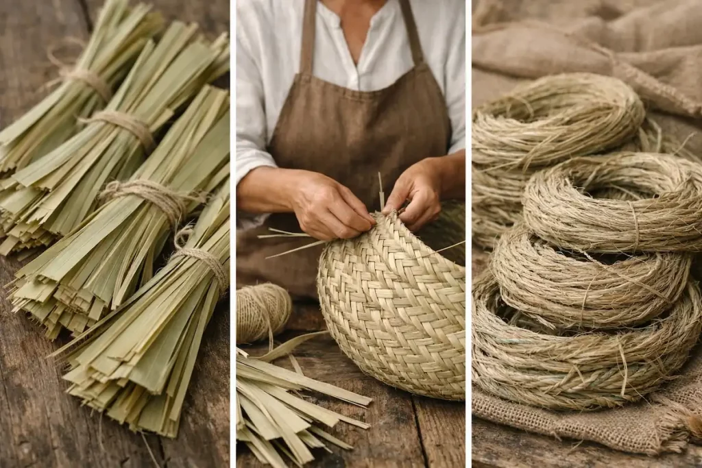 Palmito natural, cuerda y trabajo artesano